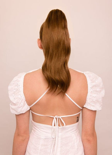 16 inch Clip in Ponytail Extension #4 Medium Brown