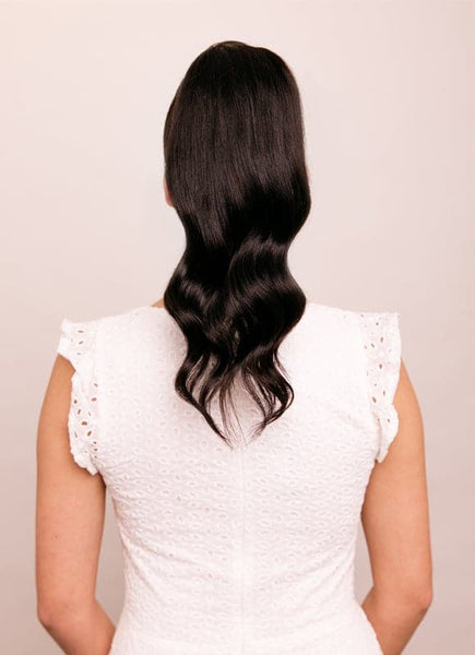 16 inch Clip in Ponytail Extension #1B Natural Black