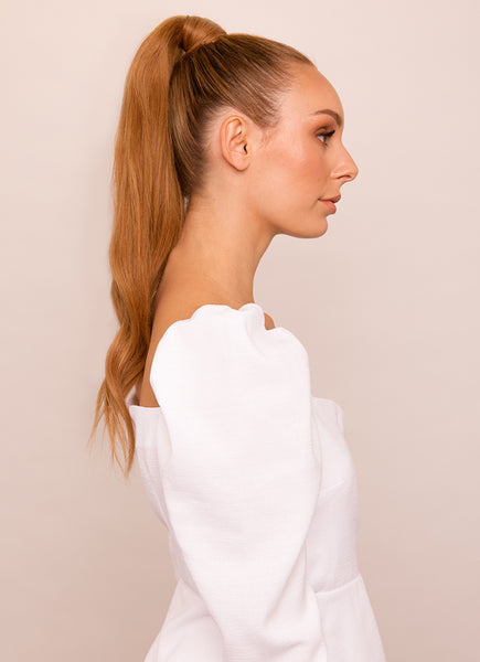 22 Inch Clip in Ponytail Extension #6 Light Chestnut Brown