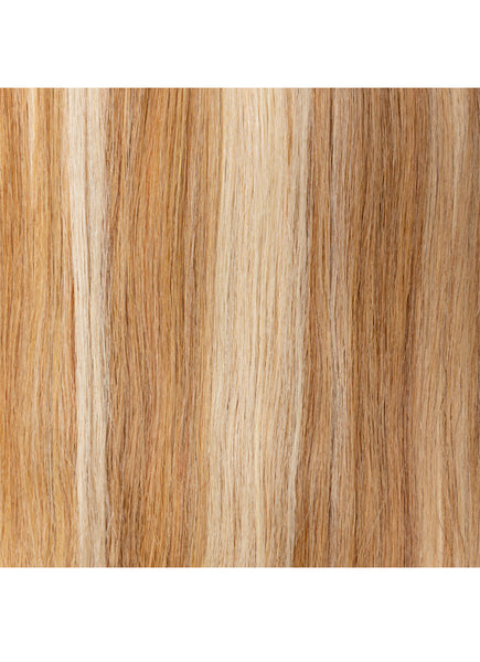 16 inch Clip in Ponytail Extension Light Brown with Light Blonde Highlights