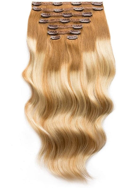 20 inch Ultimate Volume Clip in Hair Extensions in Light Brown & Blonde Balayage