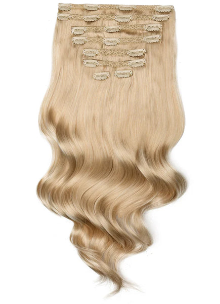 16 inch Full Volume Clip in Hair Extensions Ice Blonde