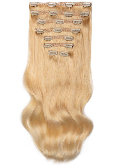 16 inch Full Volume Clip in Hair Extensions #613 Bleached Blonde