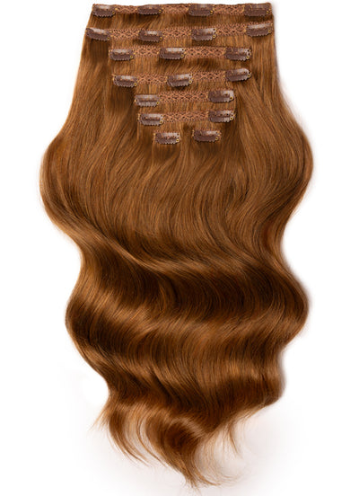 16 inch Deluxe Clip in Hair Extensions #6 Light Chestnut Brown