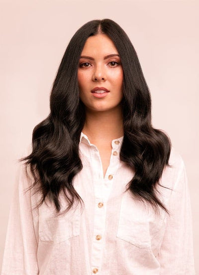16 inch Deluxe Clip in Hair Extensions #1B Natural Black