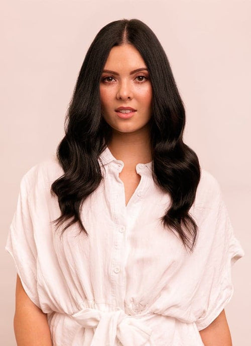 16 inch Full Volume Clip in Hair Extensions #1B Natural Black