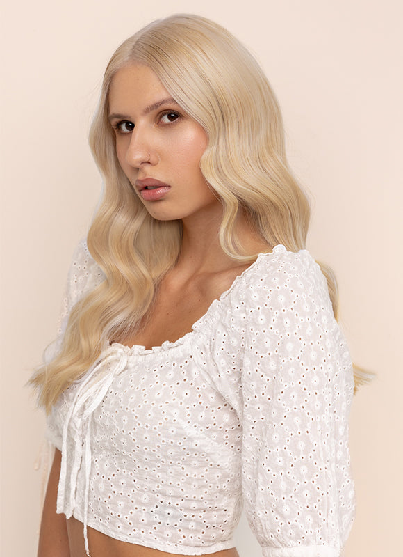16 inch Full Volume Clip in Hair Extensions Ice Blonde