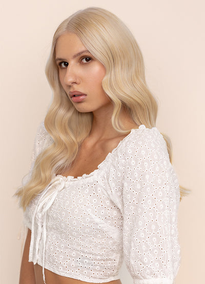 16 inch Full Volume Clip in Hair Extensions Ice Blonde