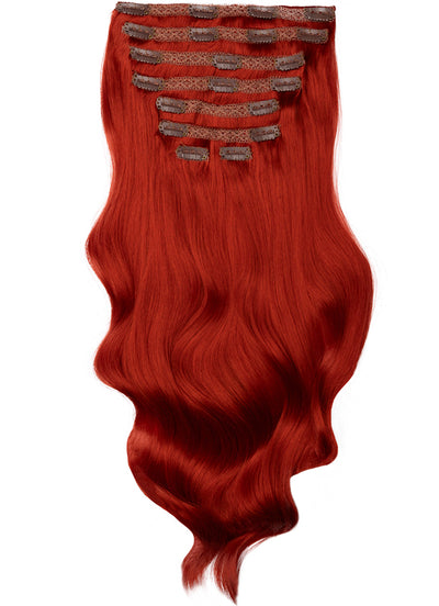 16 inch Full Volume Clip in Hair Extensions Bright Red