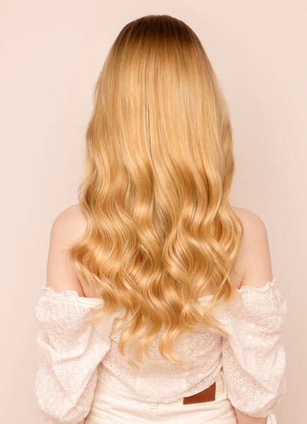 16 inch Halo Hair Extensions Light Brown & Blonde Balayage