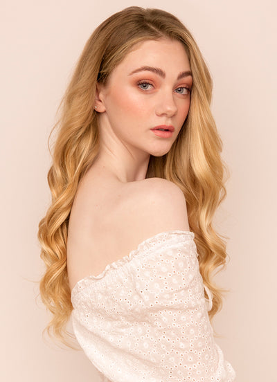 16 inch Halo Hair Extensions Light Brown & Blonde Balayage