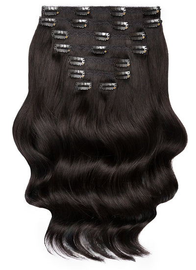 16 inch Ultimate Volume Clip in Hair Extensions #1B Natural Black