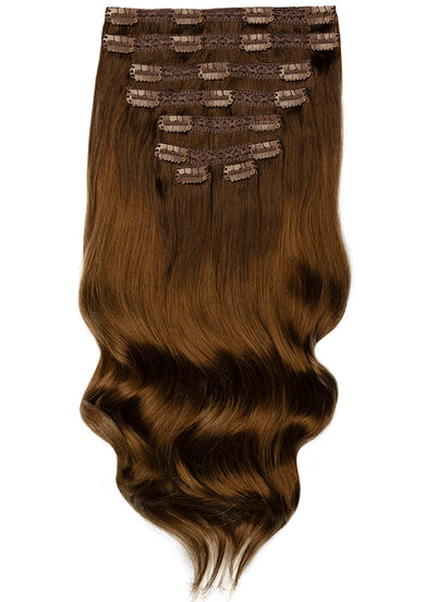 16 inch Ultimate Volume Clip in Hair Extensions Dark to Medium Brown Ombre