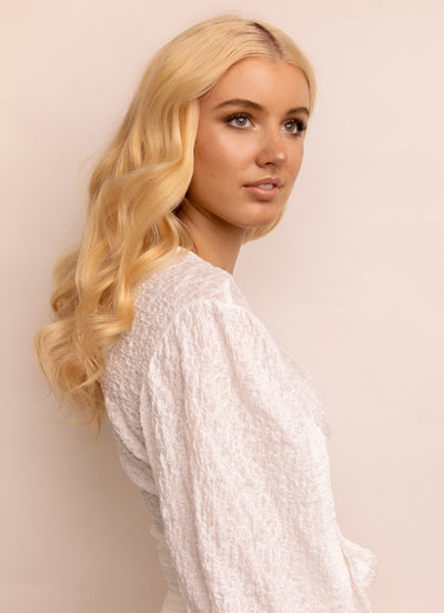 16 inch Ultimate Volume Clip in Hair Extensions Light Brown with Strawberry Blonde Highlights