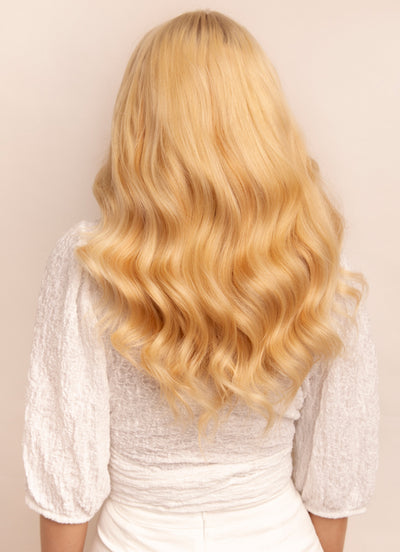 16 inch Ultimate Volume Clip in Hair Extensions Light Brown with Strawberry Blonde Highlights
