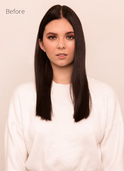 20 inch Deluxe Clip in Hair Extensions #1B Natural Black