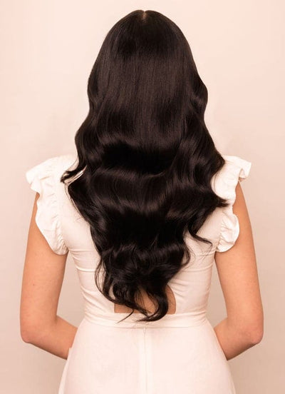 20 inch Deluxe Clip in Hair Extensions #1B Natural Black