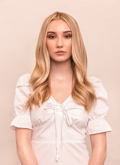 16 inch Ultimate Volume Clip in Hair Extensions Light Brown with Light Blonde Highlights