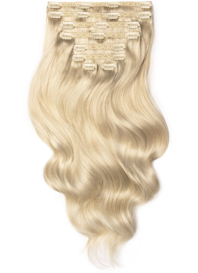 20 inch Full Volume Clip in Hair Extensions Platinum Blonde