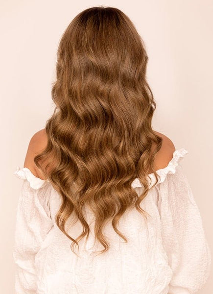 20 inch Ultimate Volume Clip in Hair Extensions in Dark & Light Brown Balayage