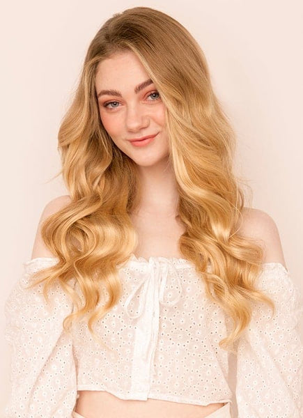 20 inch Ultimate Volume Clip in Hair Extensions in Light Brown & Blonde Balayage