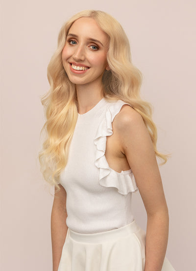 20 inch Full Volume Clip in Hair Extensions #613 Bleached Blonde