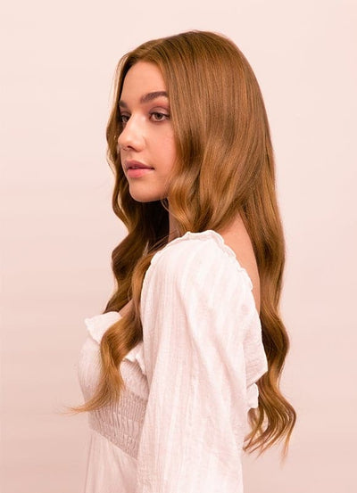 20 inch Seamless Clip in Hair Extensions #8 Chestnut Brown