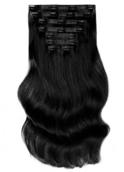 20 inch Seamless Clip in Hair Extensions #1 Jet Black
