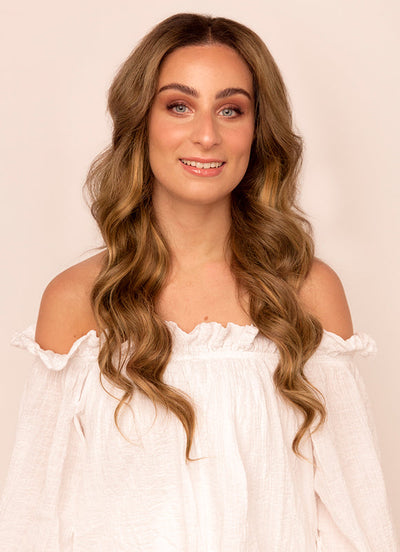 20 inch Seamless Clip in Hair Extensions Dark & Light Brown Balayage