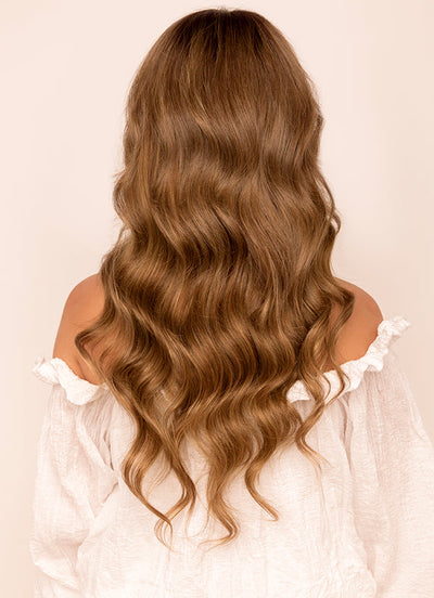 20 inch Seamless Clip in Hair Extensions Dark & Light Brown Balayage