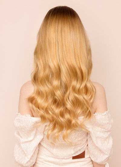 20 inch Seamless Clip in Hair Extensions Ash Brown & Light Blonde Balayage