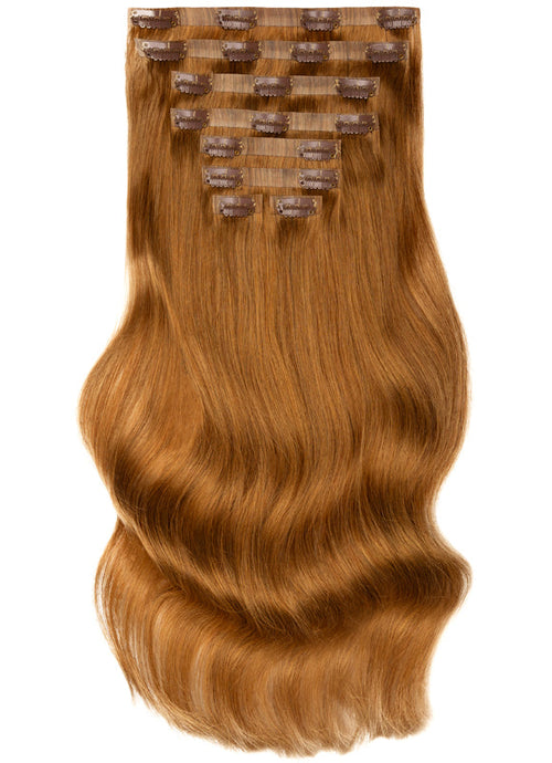 20 inch Seamless Clip in Hair Extensions #8 Chestnut Brown