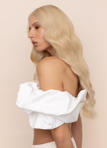 22 inch Halo Hair Extensions in Ice Blonde