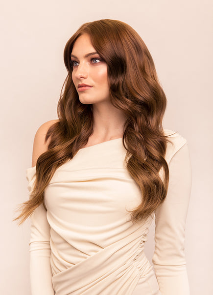 22 inch Halo Hair Extensions in #4 Medium Brown