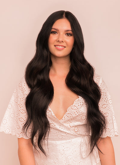 22 inch Halo Hair Extensions in #1B Natural Black