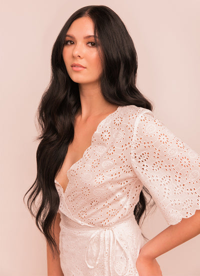 22 inch Halo Hair Extensions in #1B Natural Black