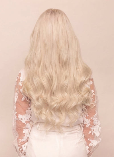24 inch Ultimate Volume Clip in Hair Extensions  #60W Platinum Blonde