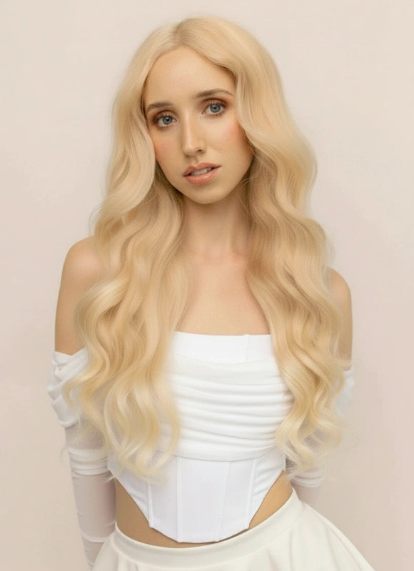 24 inch Ultimate Volume Clip in Hair Extensions  #613 Bleached Blonde