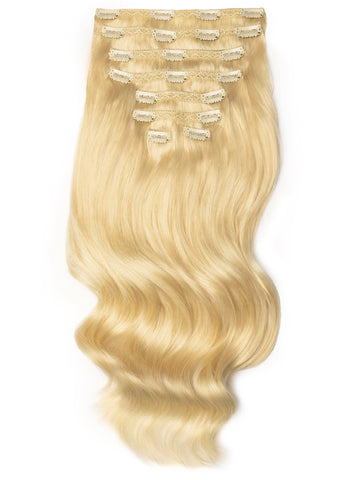 30 inch Ultimate Volume Clip in Hair Extensions #613 Bleached Blonde