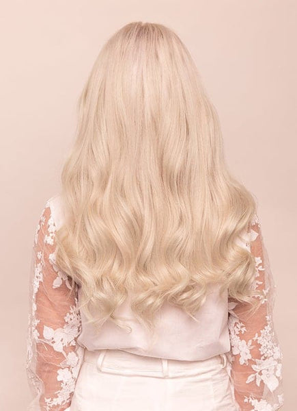 20 inch Ultimate Volume Clip in Hair Extensions  #60W Platinum Blonde