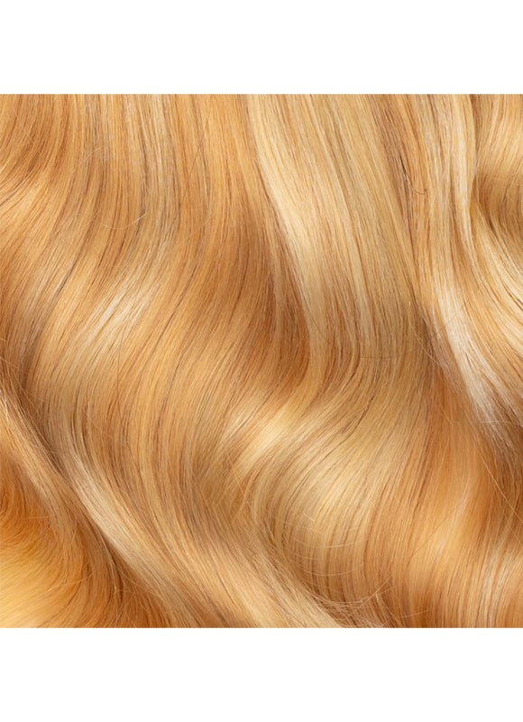 20 inch Full Volume Clip in Hair Extensions Light Blonde with Strawberry Blonde Highlights