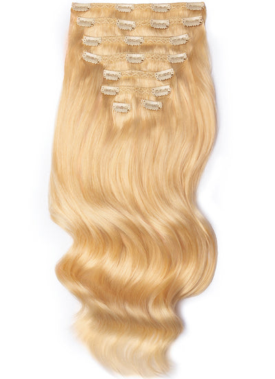 20 inch Deluxe Clip in Hair Extensions #613 Bleached Blonde