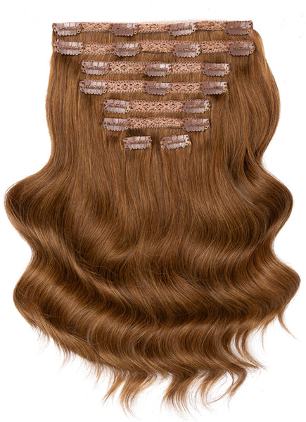 20 Inch Full Volume Clip in Hair Extensions #4 Medium Brown