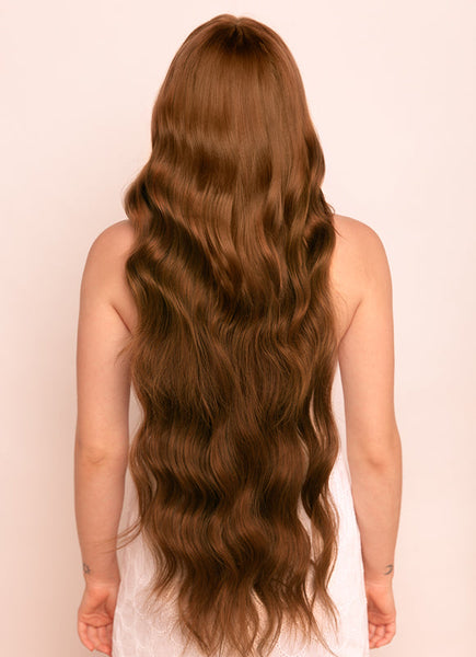 30 inch clip in hair extensions #4 medium brown 2