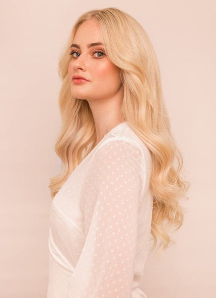 18 inch Seamless Clip in Hair Extensions #60 Light Blonde