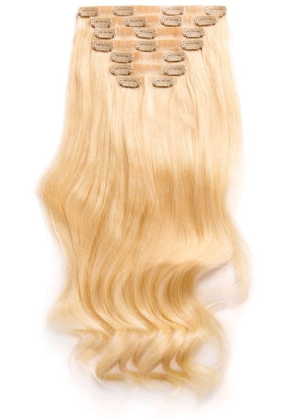 18 inch Seamless Clip in Hair Extensions #60 Light Blonde